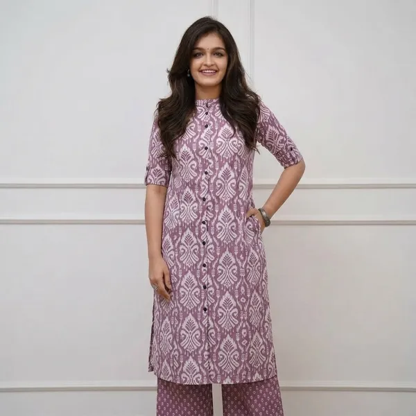 Mauve_Cotton_Ikat_Print_Straight_Kurta_Palazzo_Set_For_Women