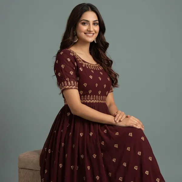 Maroon_Georgette_Square_Neck_Embroidered_Ethnic_Gown_For_Women