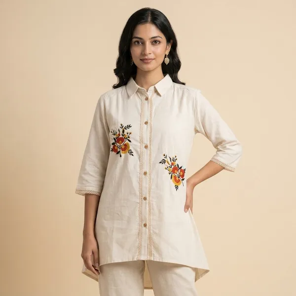 Off_White_Cotton_Hand_Embroidered_High-Low_Western_Top_For_Women
