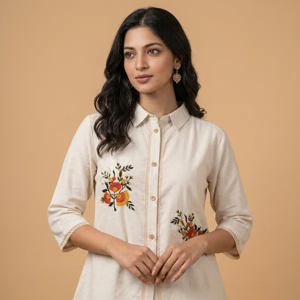 Off_White_Cotton_Hand_Embroidered_High-Low_Western_Top_For_Women