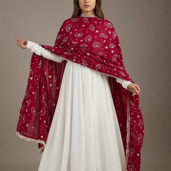 White_Georgette_Solid_Anarkali_Full-Sleeve_Gown_For_Women