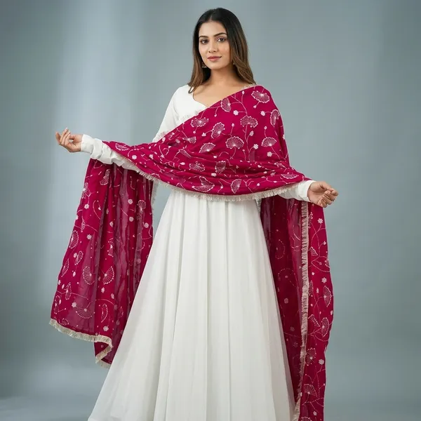 White_Georgette_Solid_Anarkali_Full-Sleeve_Gown_For_Women