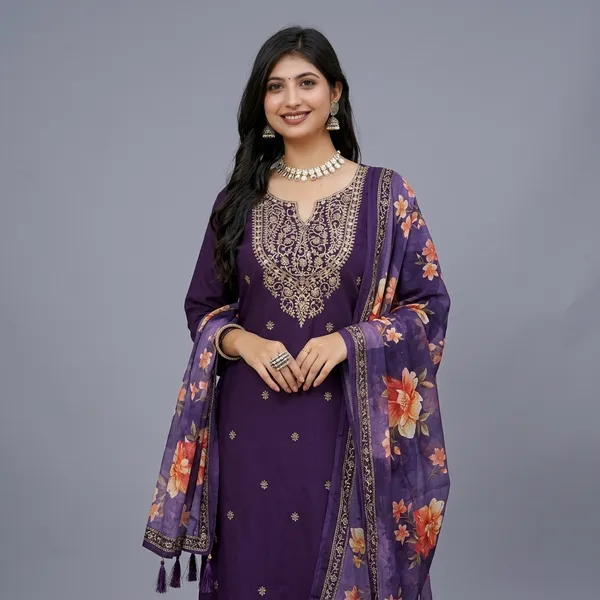 Royal_Purple_Viscose_Rayon_Straight_Cut_3-Piece_Kurti_Set_For_Women