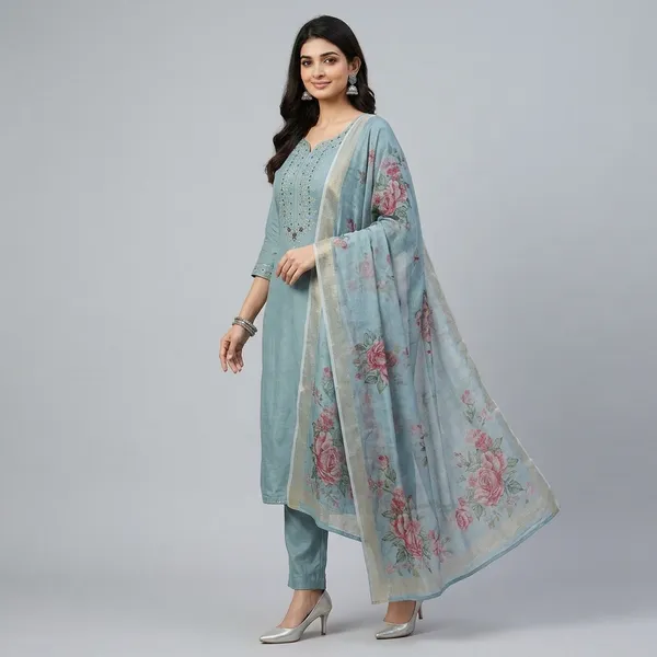 Pastel_Slate_Blue_Viscose_Roman_Silk_Embroidered_Kurti_Suit_Set_For_Women
