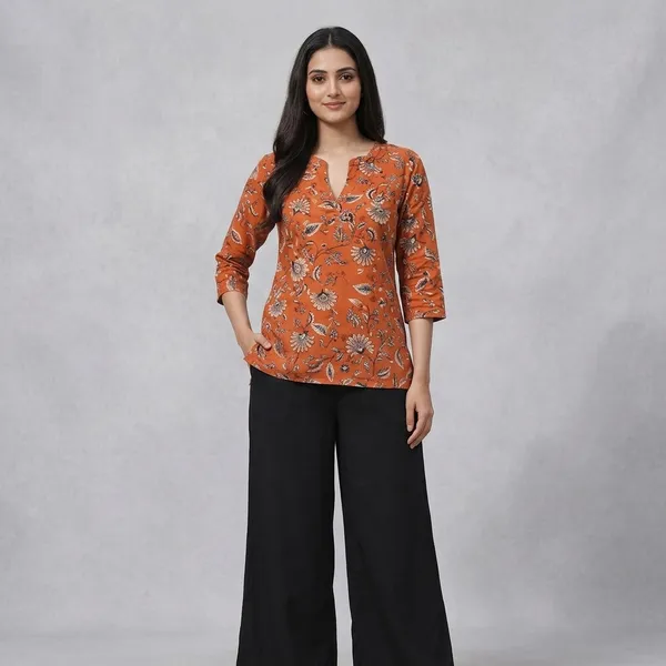 Orange_Rayon_Botanical_Print_Western_Top_With_Palazzo_For_Women
