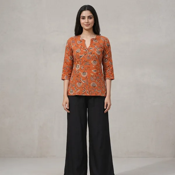 Orange_Rayon_Botanical_Print_Western_Top_With_Palazzo_For_Women