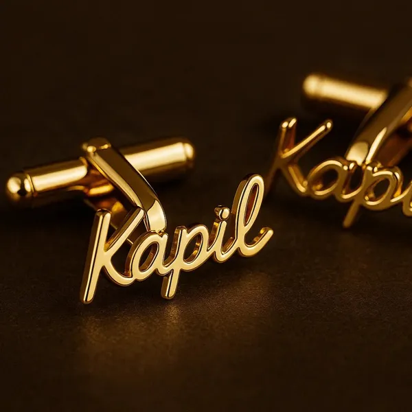 Kapil_Sharma_Personalized_Name_Cufflink_Gold