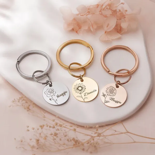 Custom_Birth_Flower_And_Name_Key_Chain