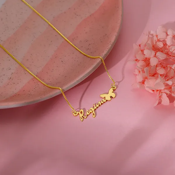 Golden_Personalised_Butterfly_Pendant