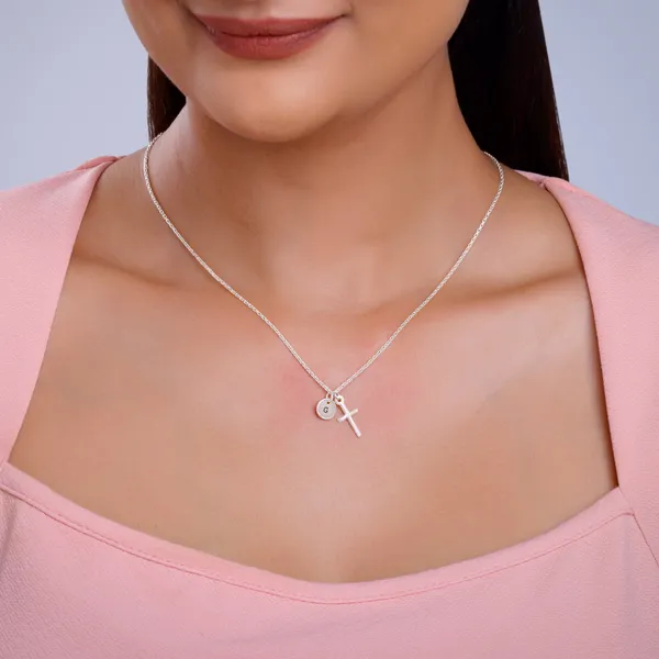 Silver_Personalised_Halo_Cross_Pendant_With_Link_Chain