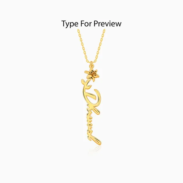 Golden_Personalised_Flower_Name_Pendant_with_Link_Chain
