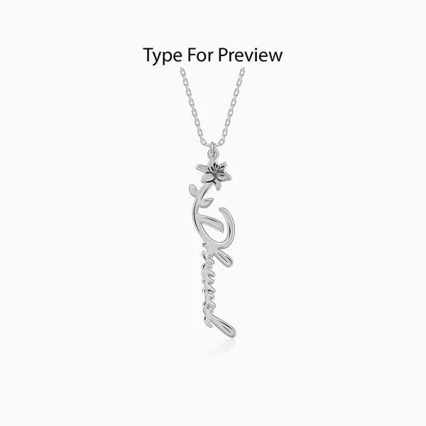 Silver_Personalised_Flower_Name_Pendant_with_Link_Chain