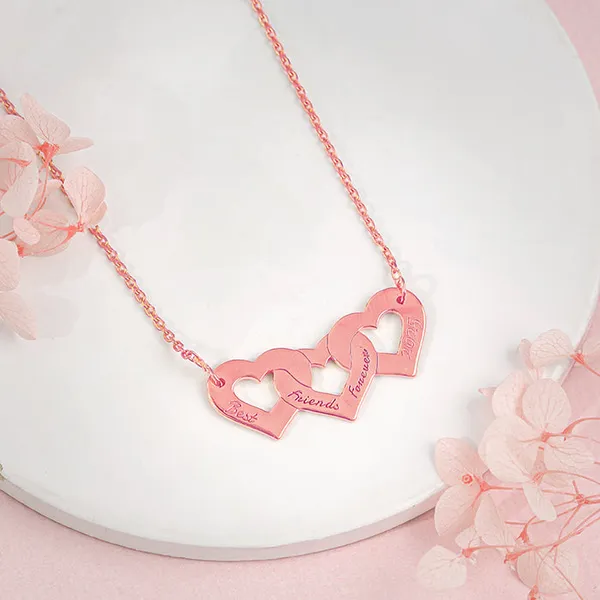 Rose_Gold_Personalised_Triple_Heart_BFF_Necklace