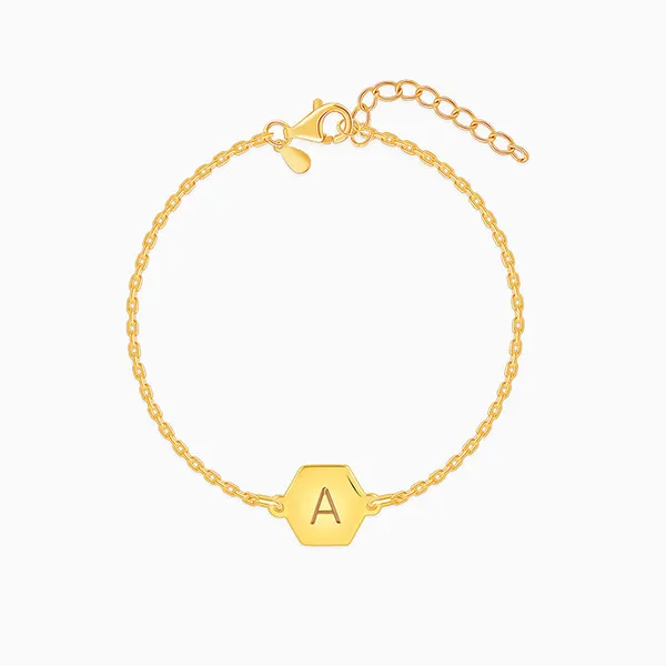Golden_Personalised_Hexagon_Initial_Bracelet