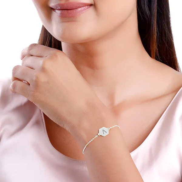 Silver_Personalised_Hexagon_Initial_Bracelet