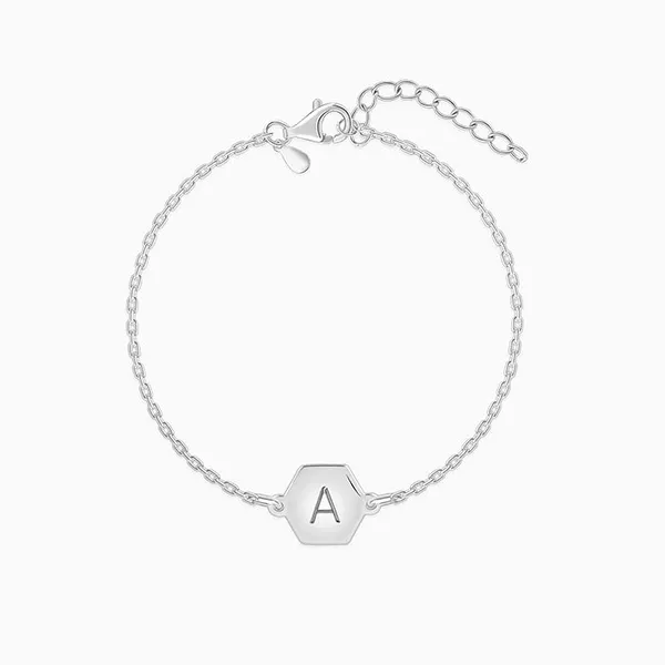 Silver_Personalised_Hexagon_Initial_Bracelet