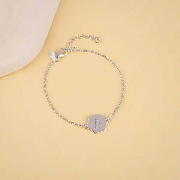Silver_Personalised_Hexagon_Initial_Bracelet
