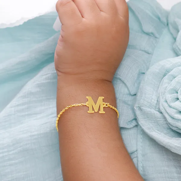 Golden_Personalised_Initial_Kids_Bracelet_(0_-_2_Years)