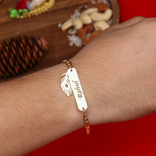 Personalized__Peacock_Feather_Rakhi_With_Name