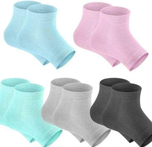 Multicolor_Elastic_Cotton-Spandex_Blend_And_Medical_Silicone_Gel_Inner_Pads_Heel_Pad_Socks_For_Foot_Care,_Heel_Moisturizing_Pack_Of_2