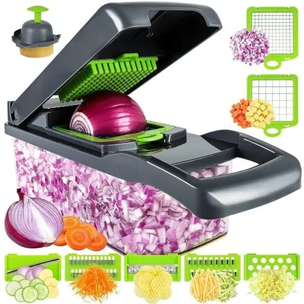 Multicolor_Anti-Rust_Stainless_Steel_Blades_And_Heavy-Duty_Abs/Ps_Plastic_Vegetable_Chopper_Slicer_For_Home_Cooks,_Vegetable_Preparation