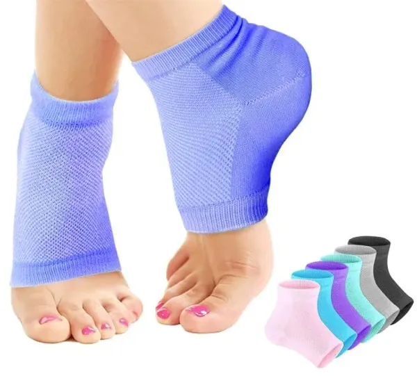 Multicolor_Elastic_Cotton-Spandex_Blend_And_Medical_Silicone_Gel_Inner_Pads_Heel_Pad_Socks_For_Foot_Care,_Heel_Moisturizing_Pack_Of_2