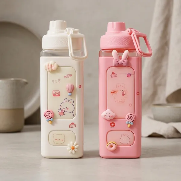 Cream_And_Pink_Bpa-Free_Pc_And_Pp_Plastic_Body,_Food-Grade_Silicone_Straw_Water_Bottle_With_Straw_For_Students,_Young_Professionals,_Anime_Enthusiasts