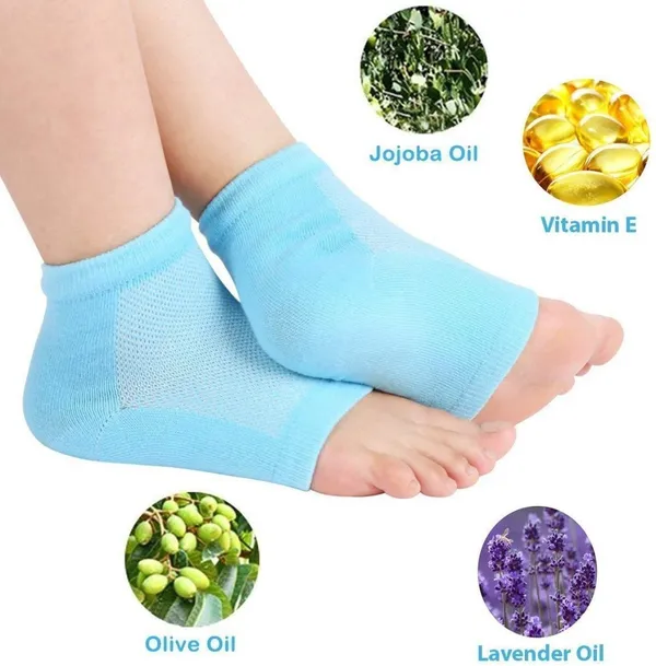 Multicolor_Elastic_Cotton-Spandex_Blend_And_Medical_Silicone_Gel_Inner_Pads_Heel_Pad_Socks_For_Foot_Care,_Heel_Moisturizing_Pack_Of_2