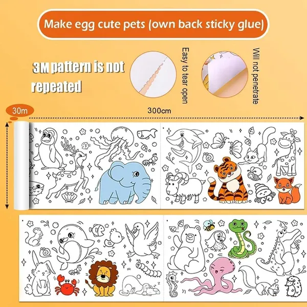 White_Heavyweight_Tear-Resistant_Washable_Fabric_Canvas_Paper_Animal_Theme_Wall_Poster_For_Children_Aged_3_And_Above_Pack_Of_2