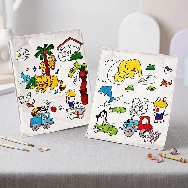 White_Heavyweight_Tear-Resistant_Washable_Fabric_Canvas_Paper_Animal_Theme_Wall_Poster_For_Children_Aged_3_And_Above_Pack_Of_2