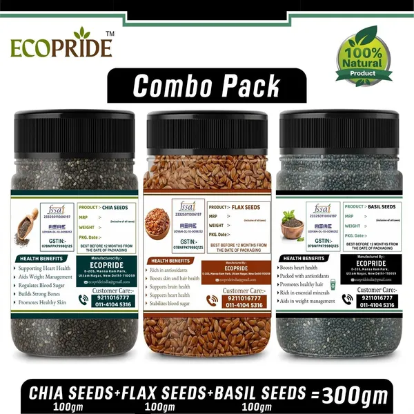 Ecopride_Chia,_Flax_&_Basil_Seeds_Omega-3_Blend_300G_-_Pack_Of_3