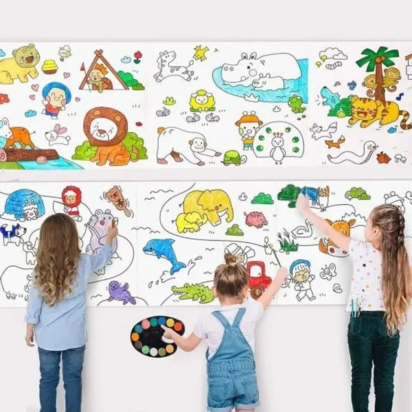 White_Heavyweight_Tear-Resistant_Washable_Fabric_Canvas_Paper_Animal_Theme_Wall_Poster_For_Children_Aged_3_And_Above_Pack_Of_2