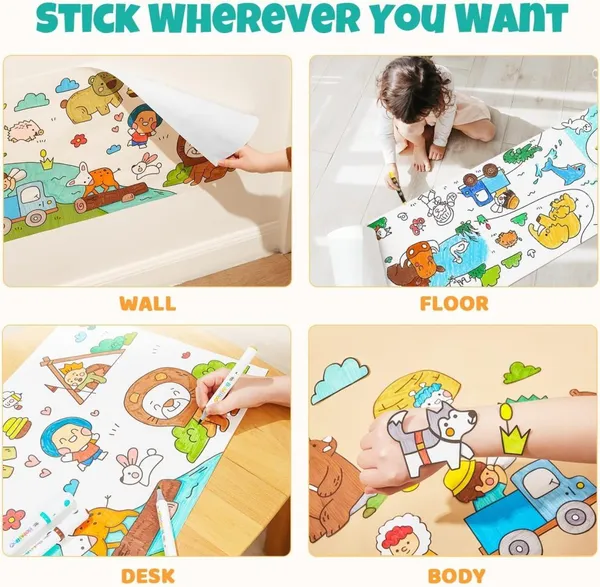White_Heavyweight_Tear-Resistant_Washable_Fabric_Canvas_Paper_Animal_Theme_Wall_Poster_For_Children_Aged_3_And_Above_Pack_Of_2