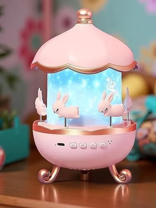 Pink_And_Gold_Plastic_Rabbit_Projector_For_Home