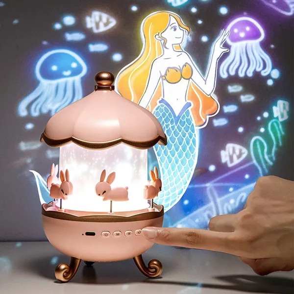 Pink_And_Gold_Plastic_Rabbit_Projector_For_Home