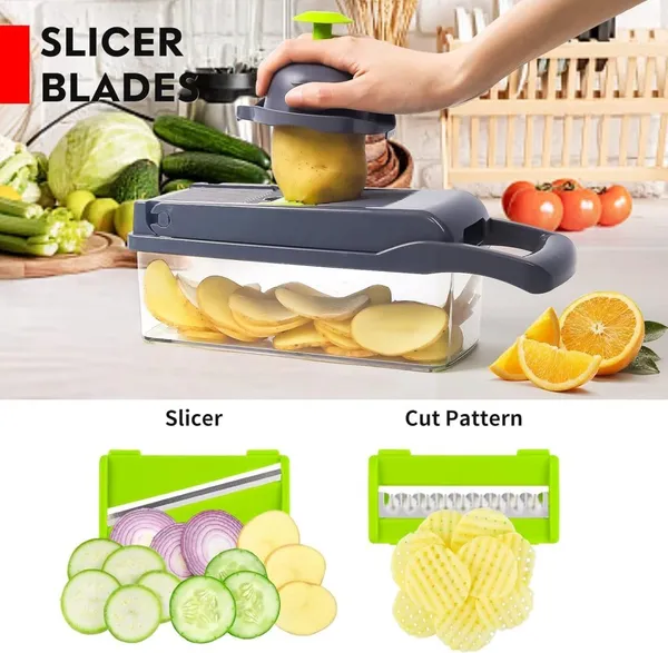 Multicolor_Anti-Rust_Stainless_Steel_Blades_And_Heavy-Duty_Abs/Ps_Plastic_Vegetable_Chopper_Slicer_For_Home_Cooks,_Vegetable_Preparation