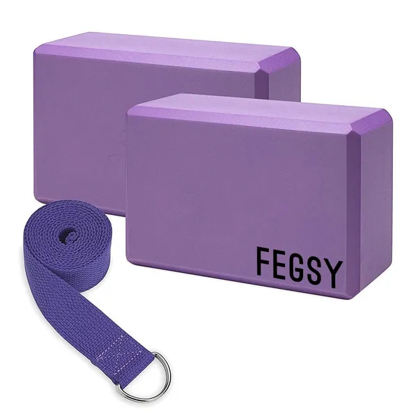 Yoga_High_Density_Foam_Block_Brick_Set_Of_2_With_Yoga_Strap_For_Improve_Strength_Aid_Balance_And_Flexibility,_Multicolor