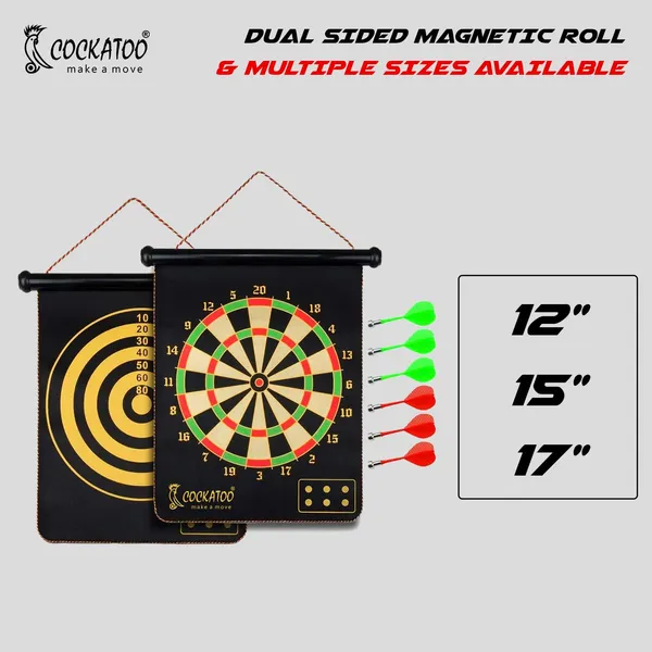 Dual_Sided_Magnetic_Dartboard_12_Inch_Black_Safe_Non_Pointed_Darts_For_Kids_And_Adults_Includes_4_Magnetic_Darts_For_Fun_Family_Friendly_Play