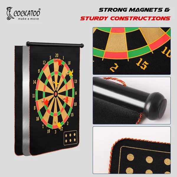 Dual_Sided_Magnetic_Dartboard_12_Inch_Black_Safe_Non_Pointed_Darts_For_Kids_And_Adults_Includes_4_Magnetic_Darts_For_Fun_Family_Friendly_Play