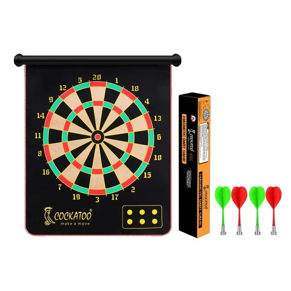 Dual_Sided_Magnetic_Dartboard_15_Inch_Black_Safe_Non_Pointed_Darts_For_Kids_And_Adults_Includes_4_Magnetic_Darts_For_Fun_Family_Friendly_Play