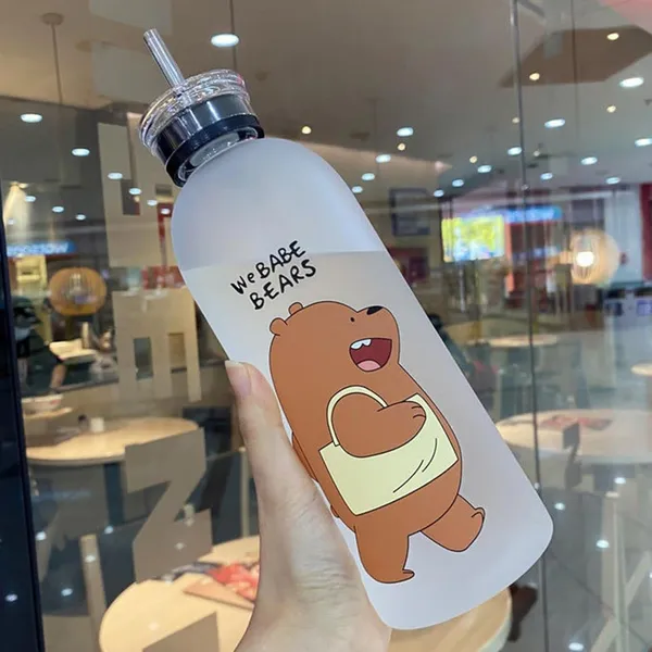 Water_Bottle_With_Straw_500ml_For_Kids_Girls_Cute_Bear_Cartoon_Sipper_Bottle_Leakproof_Bpa_Free_Frosted_School_Water_Bottle_For_Travel_Sports