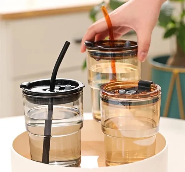 Reusable_Glass_Coffee_Sipper_Mugs_With_Lid_Straw__430ml_Multipurpose_Drinking_Glasses_Tumbler_With_Leather_Sleeve_Cup_For_Juice_Smoothies_Iced_Tea_Home_Travel_Pack_Of_2