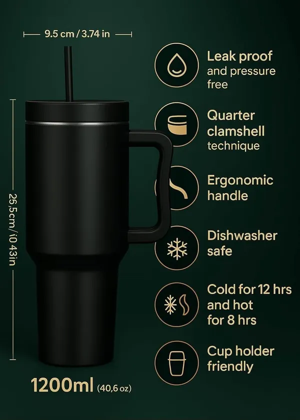 Insulated_Tumbler_1200ml_With_Straw_Large_Capacity_Sipper_Bottle_Leak_Resistant_Travel_Mug_For_Water_Coffee_Juice_Reusable_Double_Wall_Drinkware_For_Office_Gym_Outdoor_Matte_Black