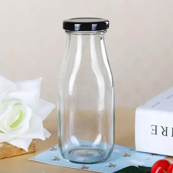 Premium_Glass_Milk_And_Juice_Bottles_With_Airtight_Lids_200_Ml_Set_Of_1_Eco_Friendly_Reusable_Beverage_Containers_For_Fresh_Milk_Smoothies_Flavored_Milk_Lassi_Buttermilk_Juice_Pack_Of_2
