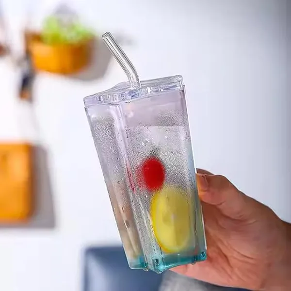 Five_Pointed_Shape_Mug_With_Lid_And_Straw_400ml_Glass_Sipper_Cup_For_Students_Household_Use_Sky_Blue_Multi_Color_Options_Pack_Of_2