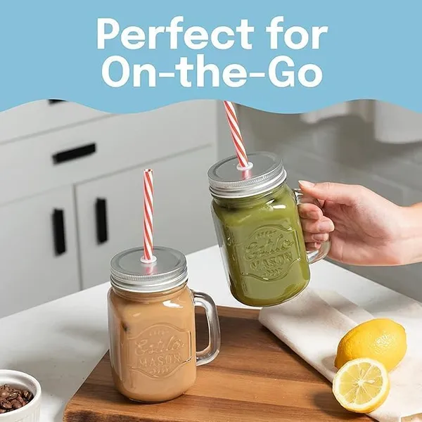 Glass_Mason_Jar_450ml_With_Airtight_Lid_And_Reusable_Straw_Ice_Cold_Drink_Mug_Handle_For_Kitchen_Juice_Smoothie_Sipper_Bottle_Cocktail_Mocktail_Shaker_Cup_Transparent_Drinking_Tumbler_Blue_Pack_Of_2
