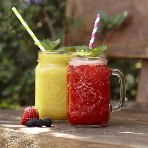 Glass_Mason_Jar_450ml_With_Airtight_Lid_And_Reusable_Straw_Ice_Cold_Drink_Mug_Handle_For_Kitchen_Juice_Smoothie_Sipper_Bottle_Cocktail_Mocktail_Shaker_Cup_Transparent_Drinking_Tumbler_Blue_Pack_Of_2