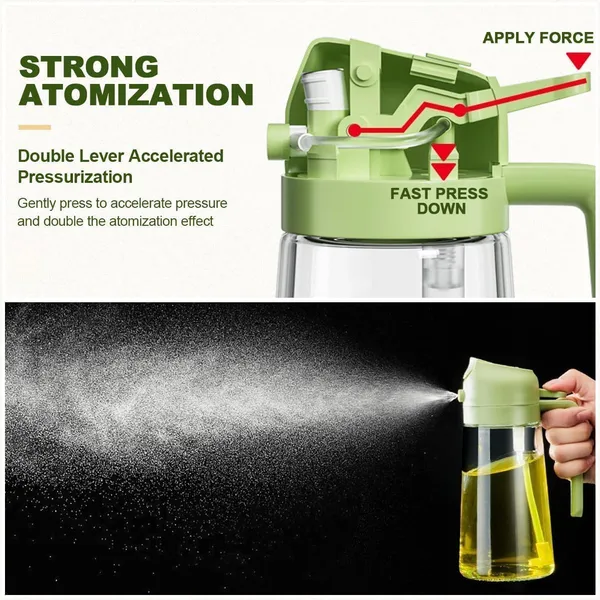 2_In_1_Glass_Oil_Sprayer_And_Dispenser_Bottle_500ml_Capacity_Multi_Color_Lid_Refillable_Kitchen_Tool_For_Cooking_Frying_Bbq_Salad_Baking_Olive_Oil_Vinegar_Spray_Bottle_Green