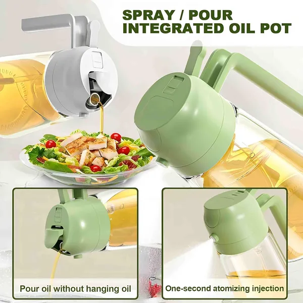 2_In_1_Glass_Oil_Sprayer_And_Dispenser_Bottle_500ml_Capacity_Multi_Color_Lid_Refillable_Kitchen_Tool_For_Cooking_Frying_Bbq_Salad_Baking_Olive_Oil_Vinegar_Spray_Bottle_Green