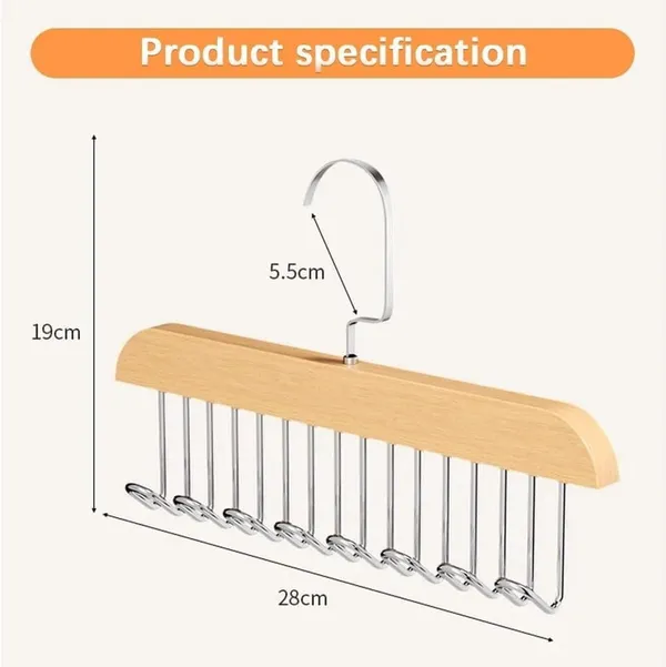 Wooden_Tie_And_Belt_Hanger_With_10_Metal_Hooks_28x19_Cm_Pack_Of_2